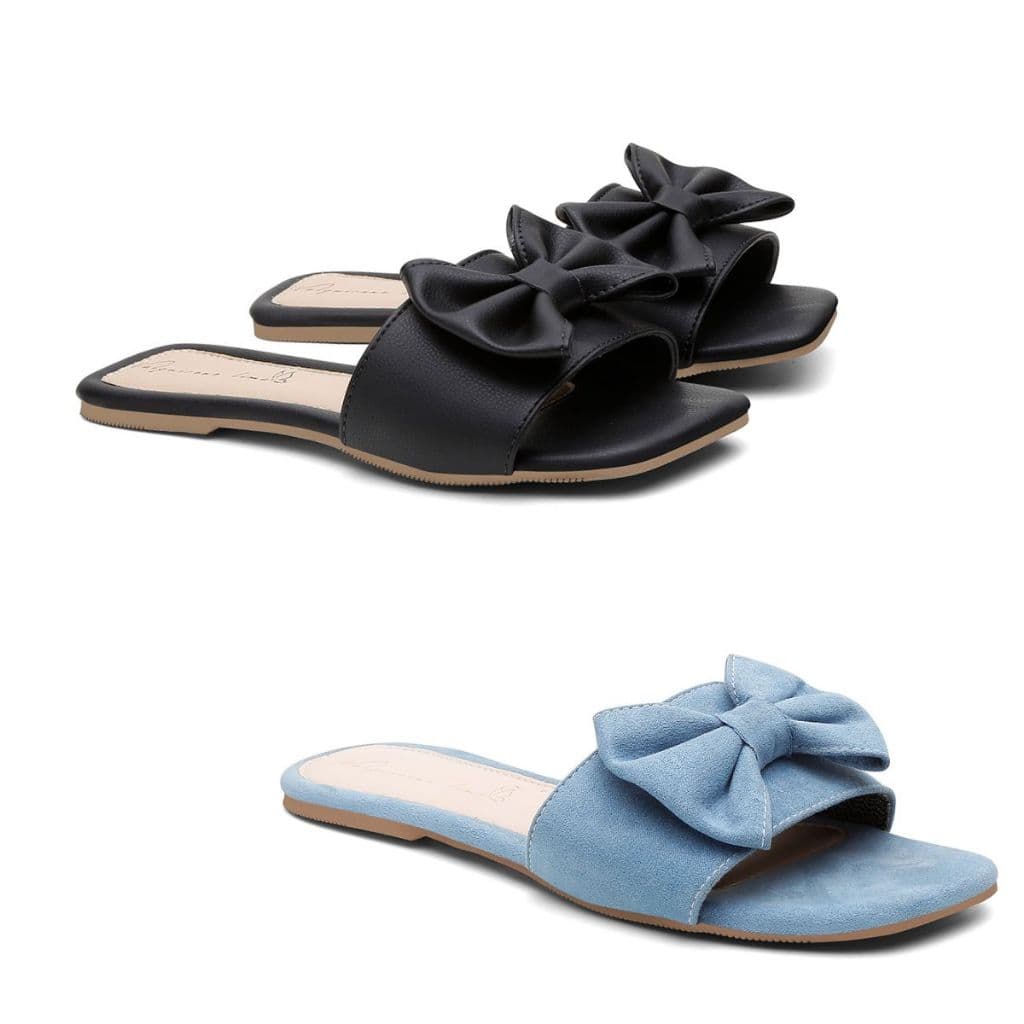 Sandalia feminina kit 2 pares rasteirnha confortável laço elegante sandália rasteira verão oferta