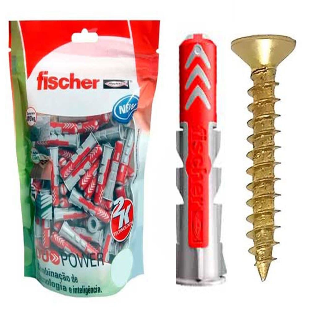 Bucha De Nylon Duopower 8mm Fischer C Aba E Parafuso 10pçs