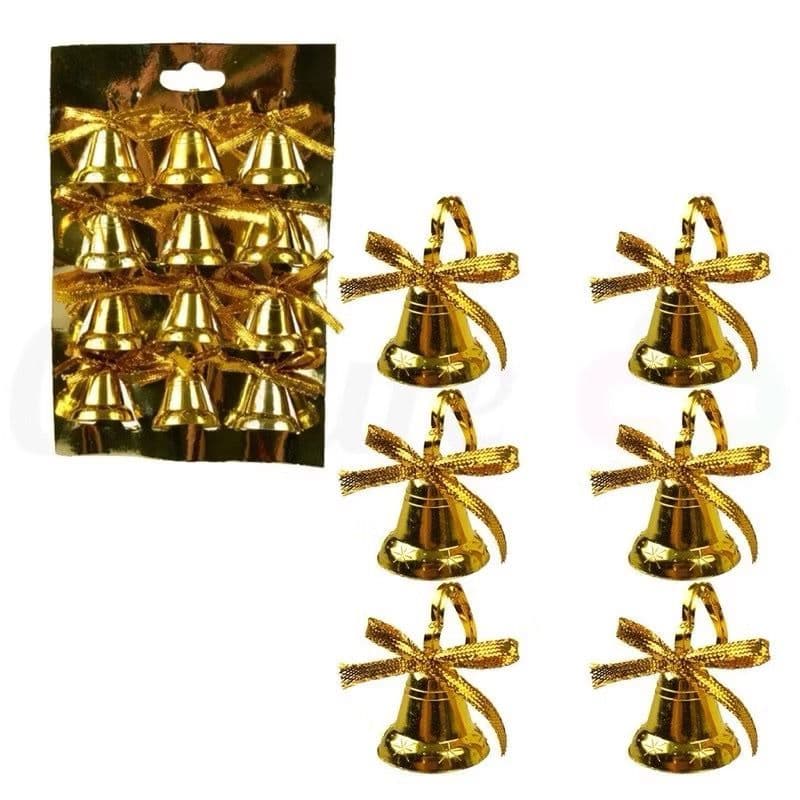 Kit 12/24/48 pcs ENFEITE NATALINO SINO Dourado Pendente Decorativo Para Árvore De Natal