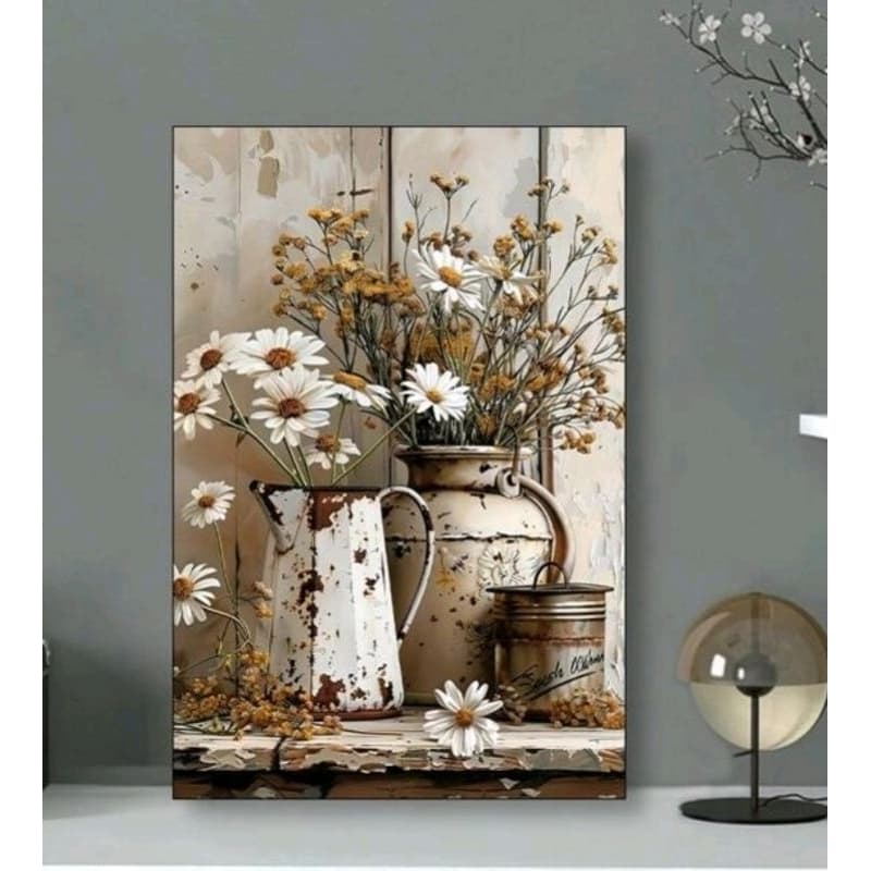 Quadro Decorativo 1 Peça 40x60 Retrô Flor De Fazenda Rural Jasmim Branco