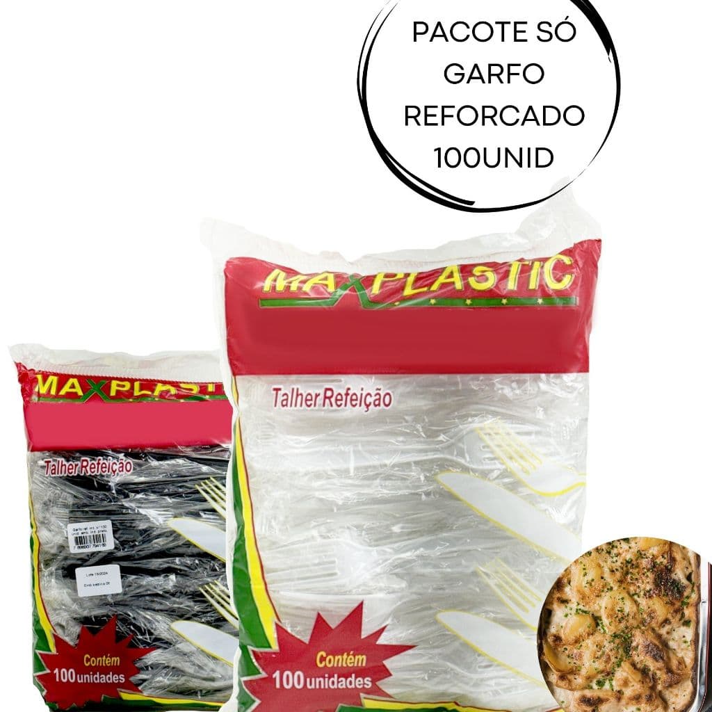 Garfo Reforçado em Sachê 100 Unidades Embalados CORES PRETO/BRANCO