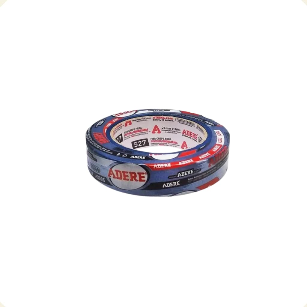 Kit Fita Crepe Azul Para Pintura Imobiliária Remoção Limpa 24mm x 50m Adere
