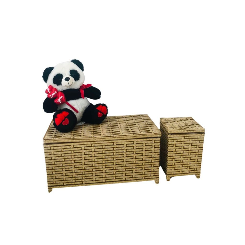 Kit Caixa Organizadora + Lixeira Cor Canela - Organizador de Brinquedos, Bau Organizador, Lixeira Multiuso