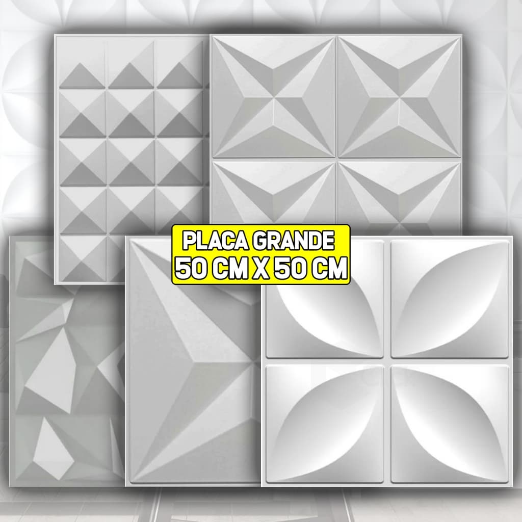 KIT 10 Placas 50 cm Decorativas PVC 3D Revestimento de Parede