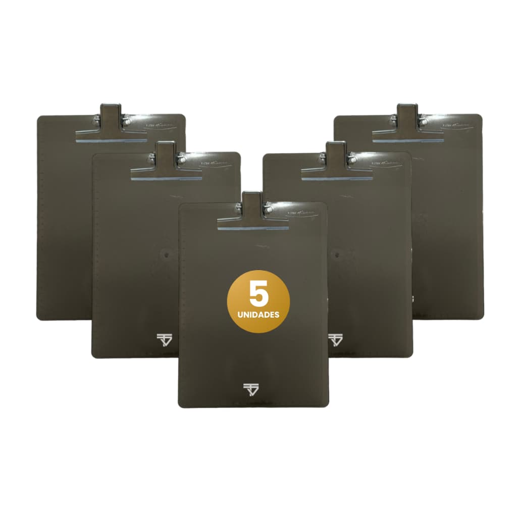 Prancheta Acrílico Ofício Fumê Garra Metal - Kit C/ 5 Un