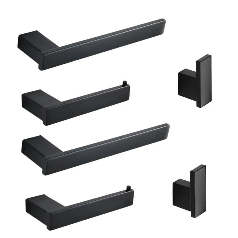 KIT ACESSORIO BANHEIRO  INOX PRETO 6 PEÇAS