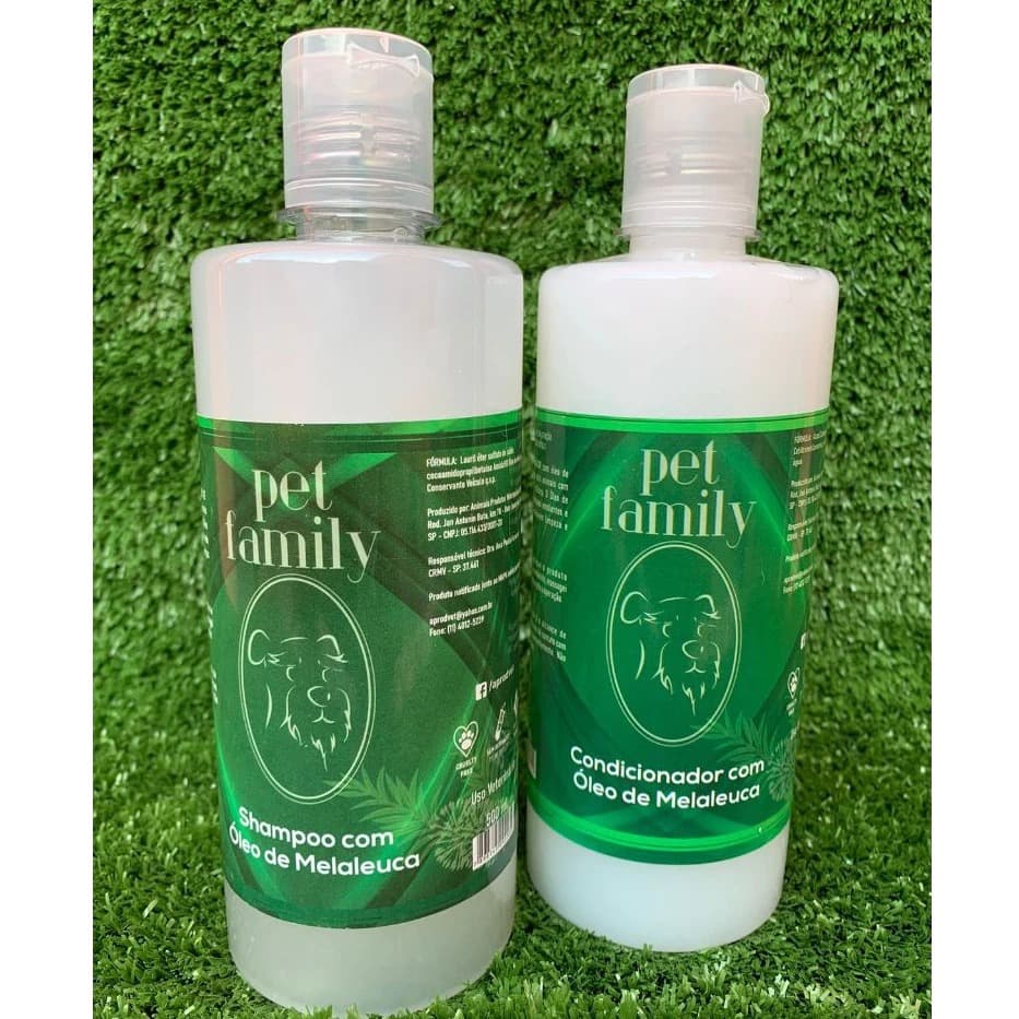 Kit Pet Shampoo e Condicionador Óleo de Melaleuca Pet Family 500ml