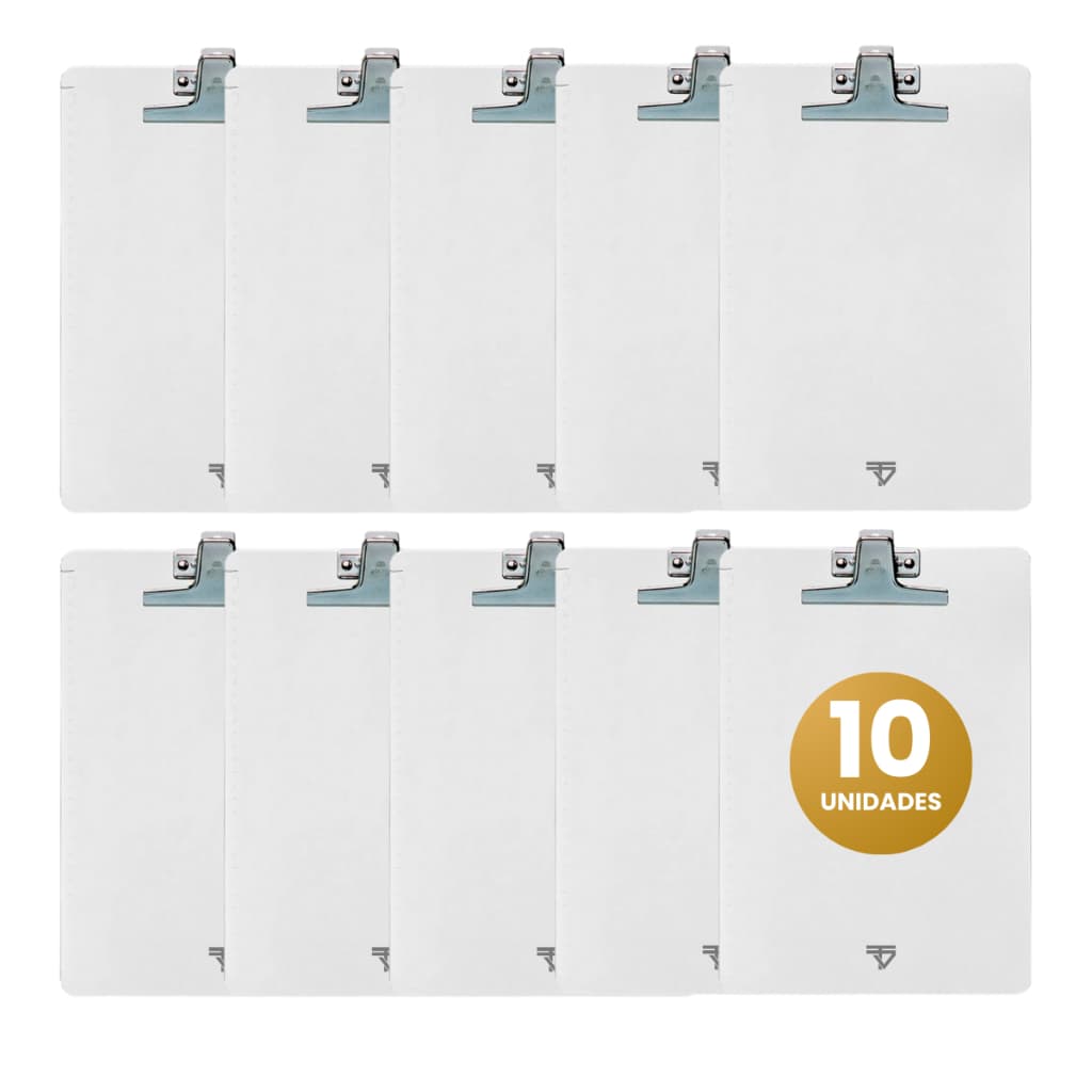 Prancheta Acrílico Ofício Cristal Garra Metal - Kit C/ 10 Un