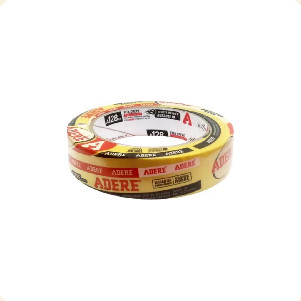 Kit Fita Crepe Automotiva Amarela Remoção Limpa 24mm x 40m Adere