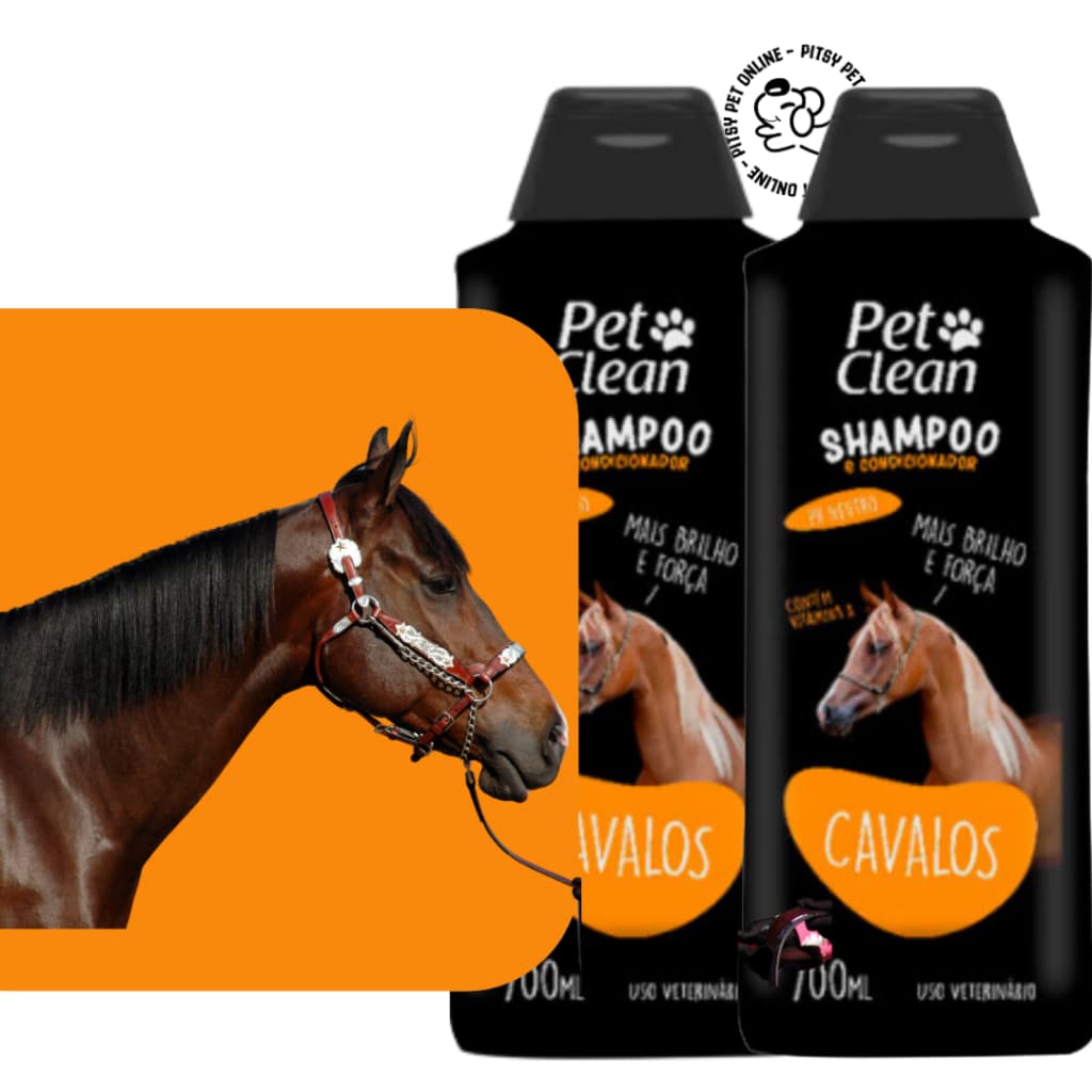 Kit 2 Shampoo para Cavalos - Shampoo Fortalecedor Crina Saudável e Brilhante - Pet Clean