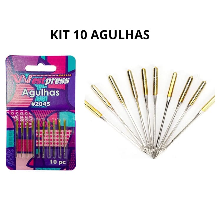 KIT 10,20,30,40 Agulha Costurar Malha 2045 Máquina Doméstica dourada ponta bola tamanho 14/90