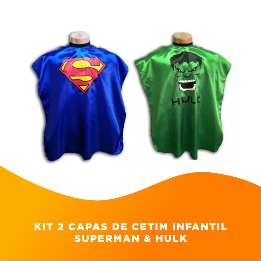 Kit Capa De Corte Barbeiro Infantil  Super Heróis Superman & Hulk