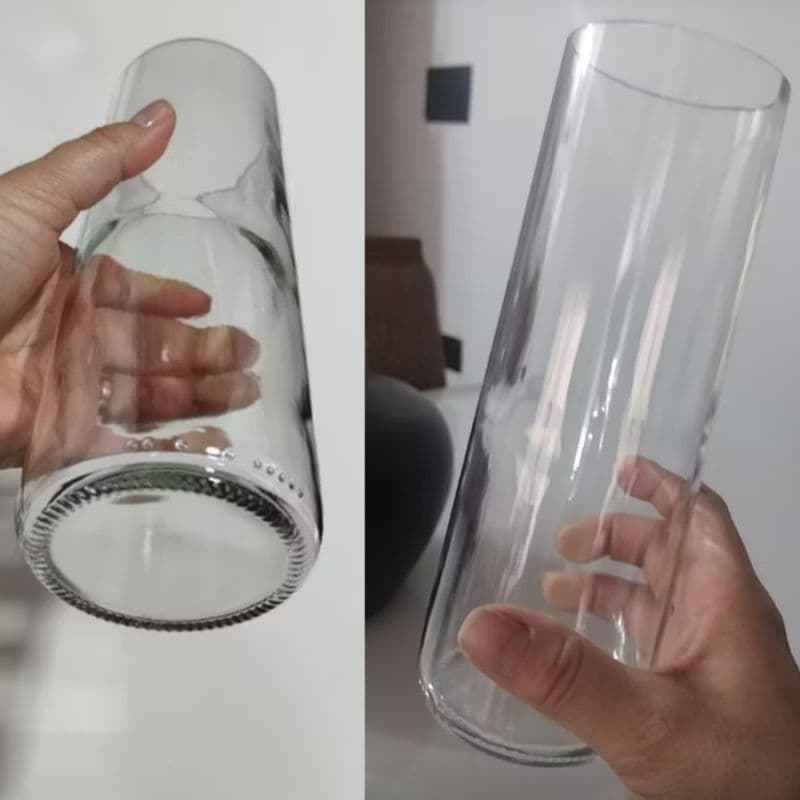 kit 2 vasos de vidro 21cm Reciclável Artesanal Produzidos a Mão cada peça é exclusiva para Decoração