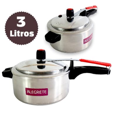 Panela De Pressão 3 Litros Alumínio Aço Inoxidável Polida Classic Com Ótima Pressao