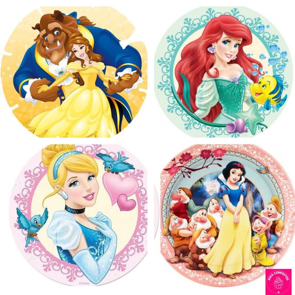 Papéis de Arroz Tam.A4 100% Comestíveis Princesas da Disney Diversas - Jady Confeitos