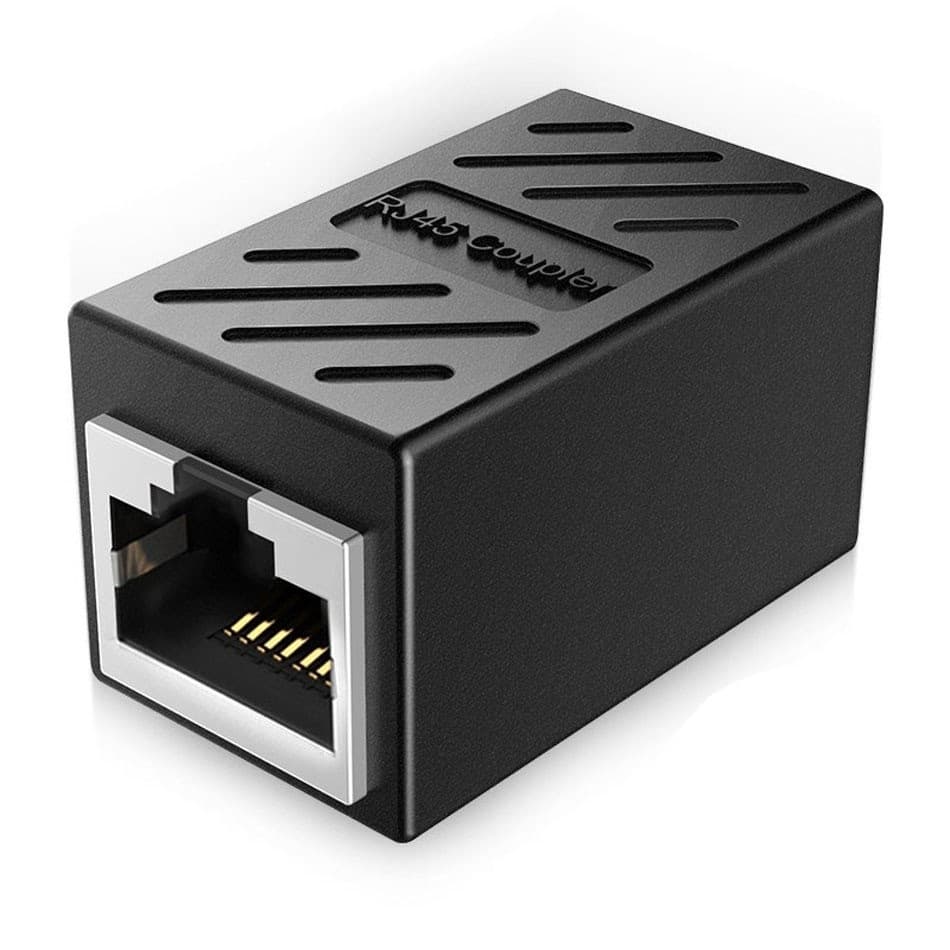 Adaptador Emenda Rj45 Lan Rede Cat 5 6 7 Conector Blindado preto