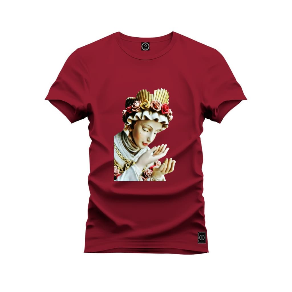 Camiseta de Algodao Feminina Estampada La Salete Moda Religiosa Ave Maria Nossa Senhora Mãe de Deus Salette