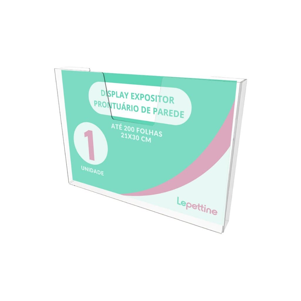 Display A4 Porta Folha Prontuário de Parede Deitado horizontal