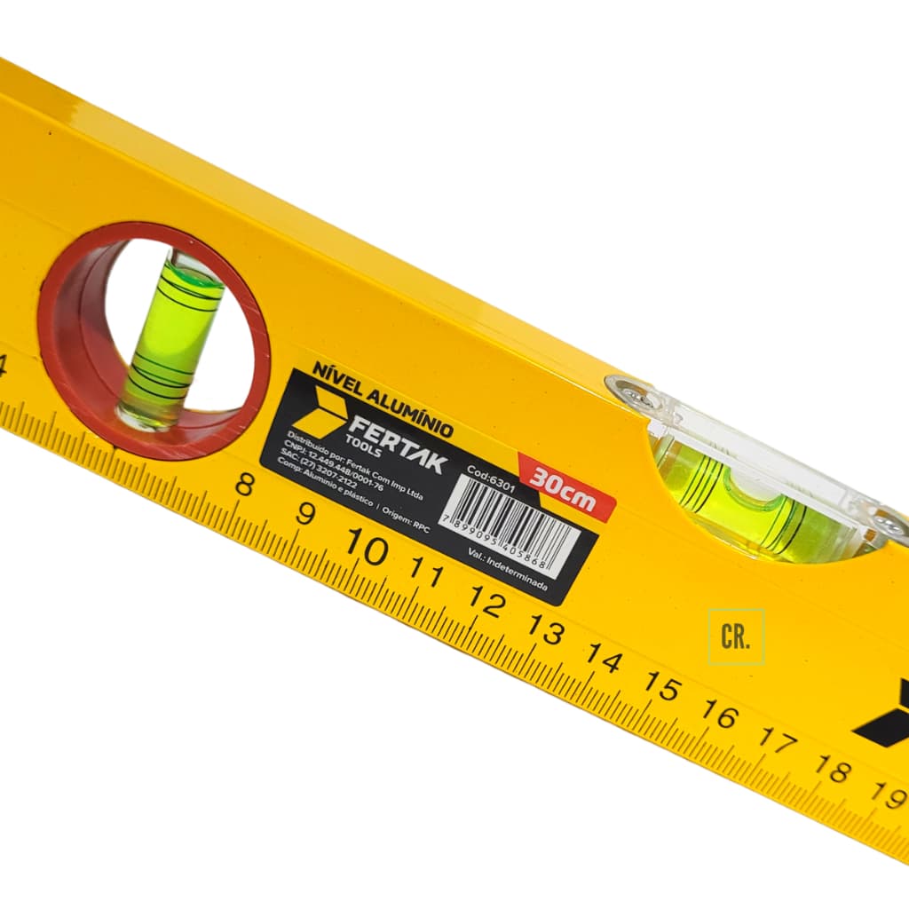 Nível de Alumínio Fertak Tools 12" 30cm Com 3 Bulbos/Bolhas Nivelador Nivel de Mão Para Nivelamento.