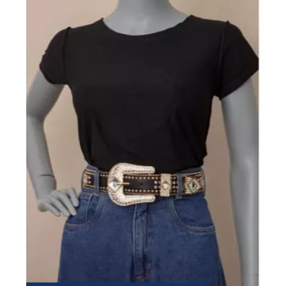 Cinto Country Plus Size em Strass Brilhos Ocidental Cowboy Tachas Blogueira  Balada Festival 2025