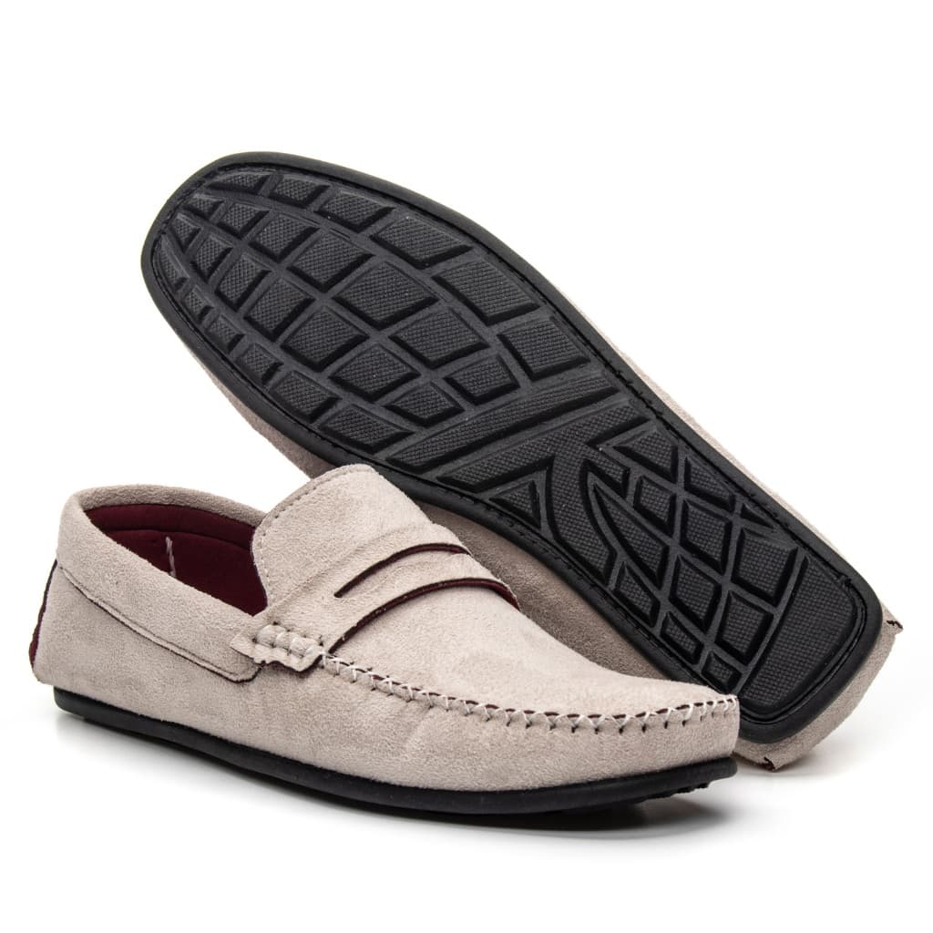 Mocassim Masculino de Camurça Casual com Sola de Borracha Lançamento