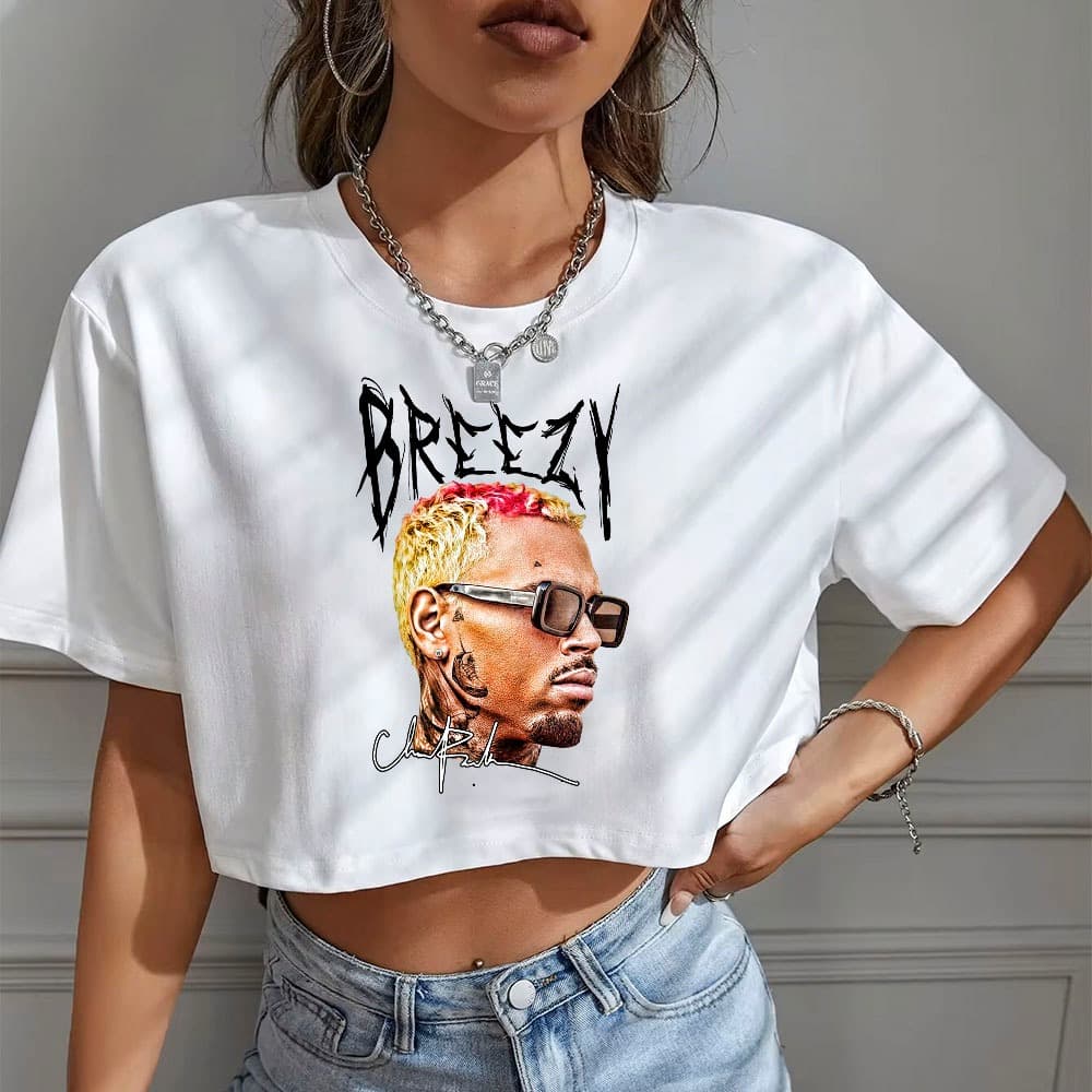 Cropped Top T-shirt OVERSIZED Personalizada Chris Brown Breezy Street Style Unissex
