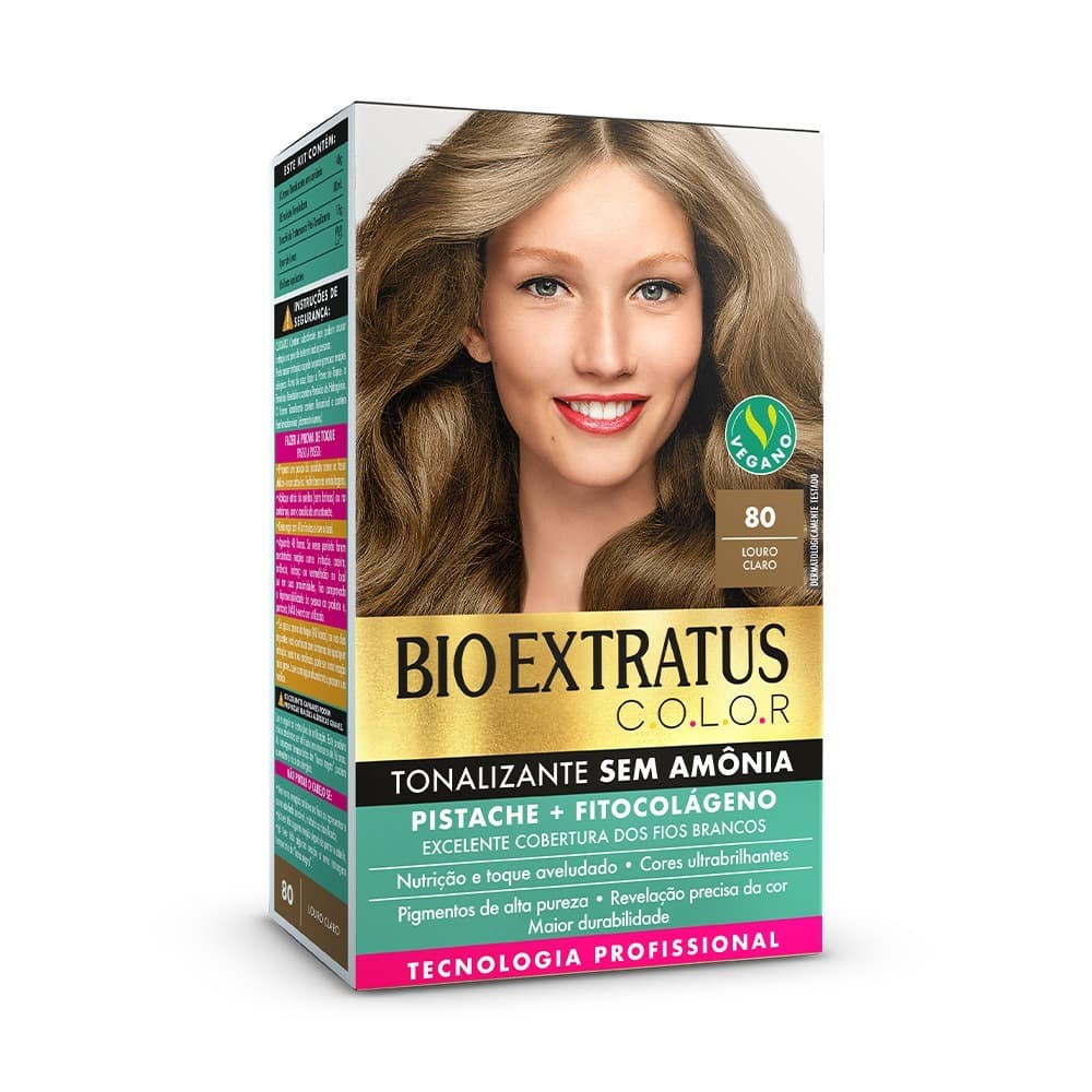 Kit Bio Extratus Color Tonalizante sem Amônia 80 Louro Claro LANÇAMENTO