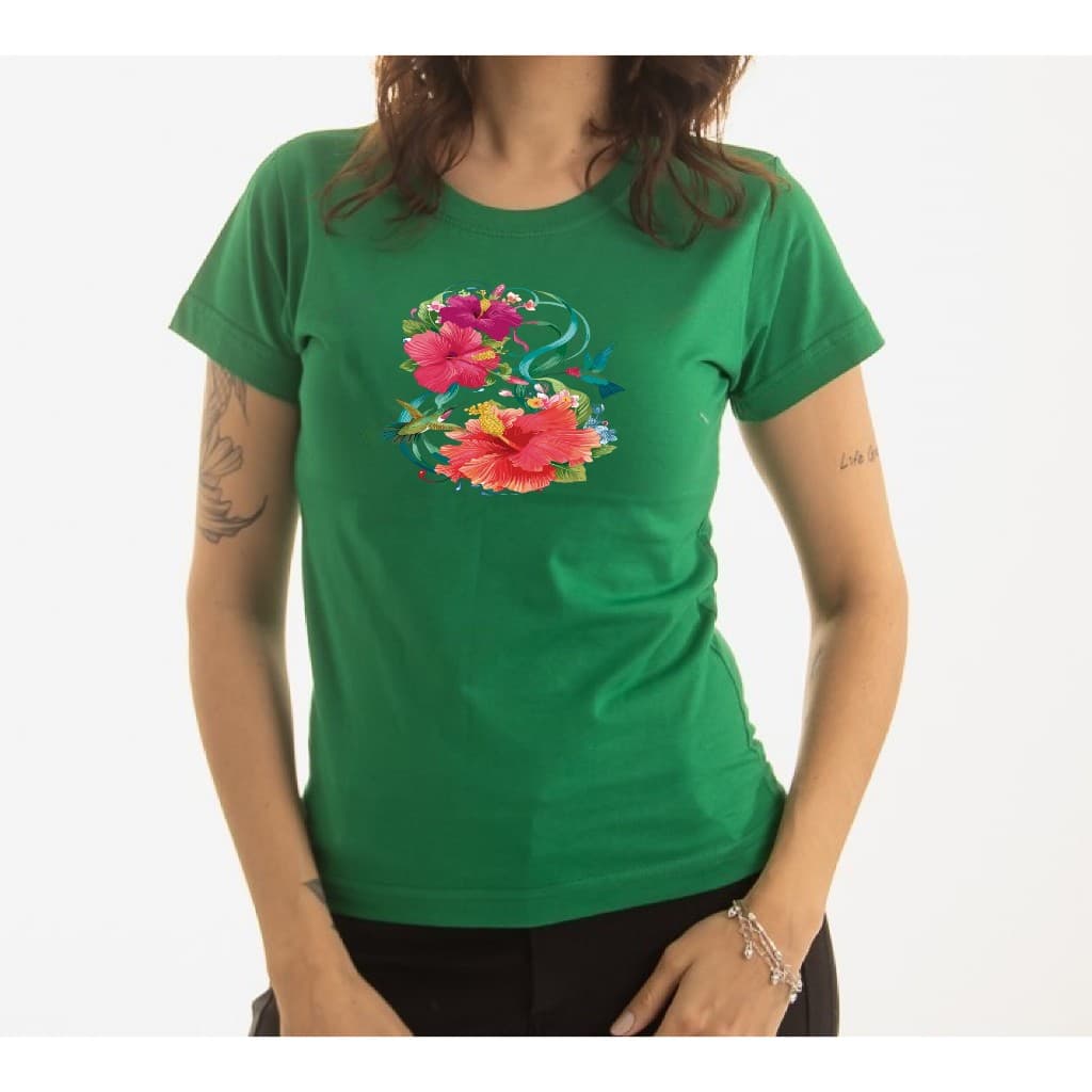 Camiseta Baby Look Lançamento Flor Nova Tecido de Alta Qualidade 100% Algodão