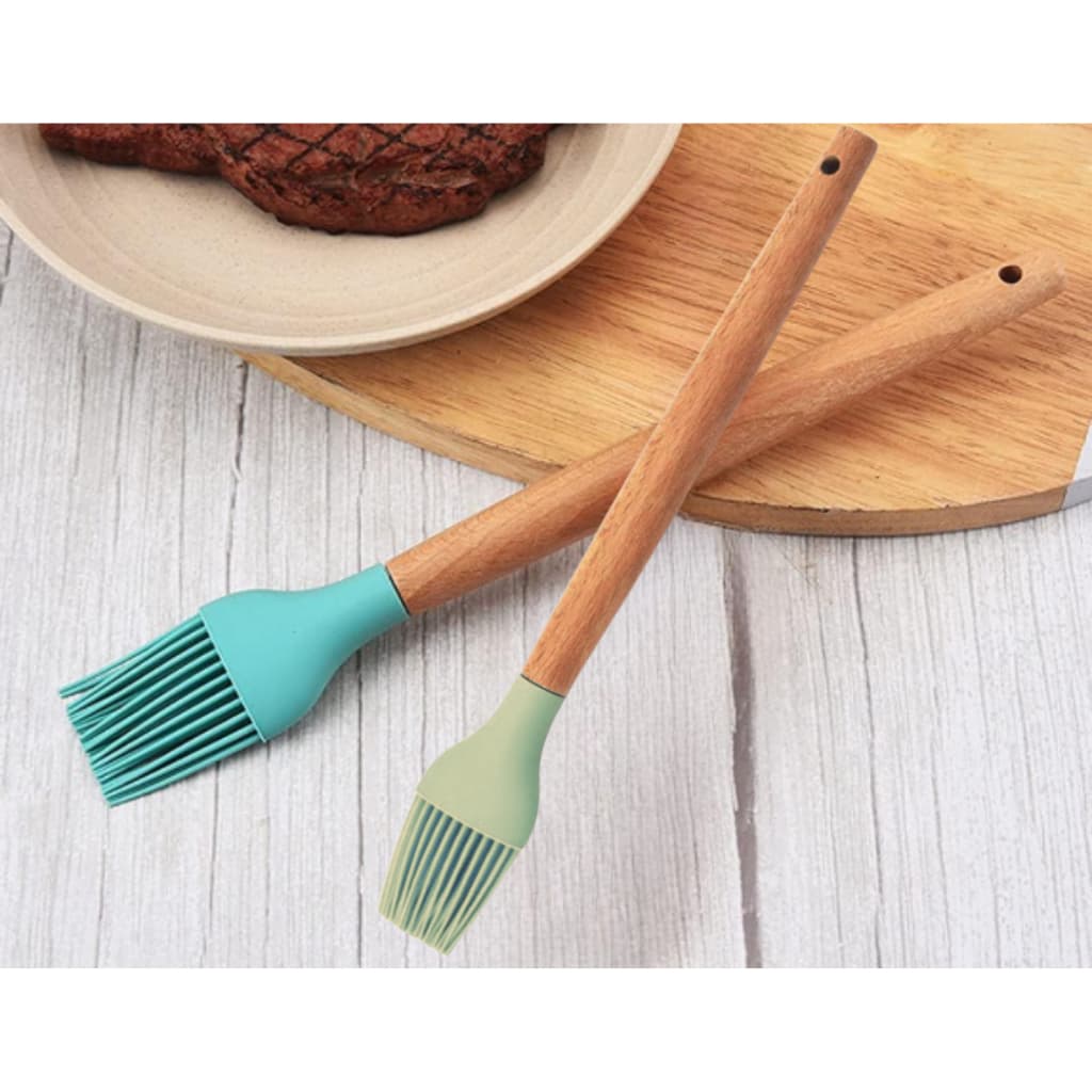 Pincel de Silicone com Cabo de Madeira 27cm Utensílios de Casa Cozinha Pincel Culinário