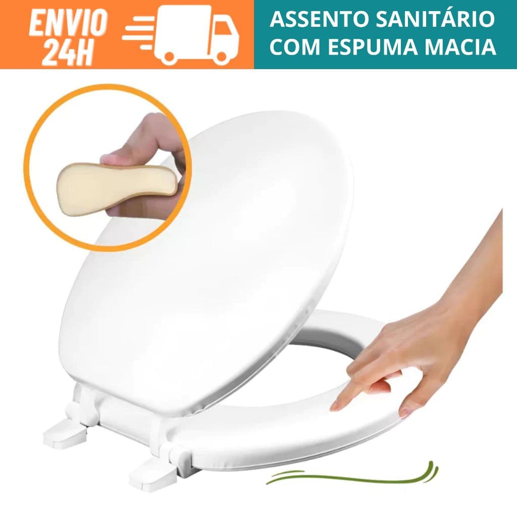Assento Sanitário Tampa De Vaso Almofadado Macio Universal Oval Branco Premium
