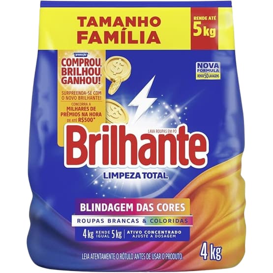 Brilhante Lava Roupas Em Pó Roupas Brancas E Coloridas Limpeza Total Pacote Tamanho Família 4 Kg