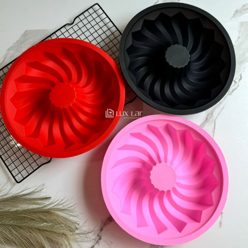 Forma de Bolo Redonda com Furo no Meio Silicone Assadeira Pudim Torta Decorativo