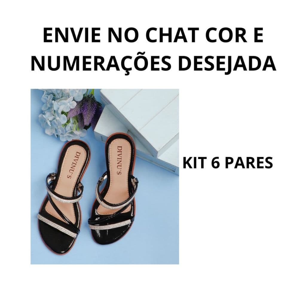 kIT 6 PARES SANDÁLIA FEMININA COM STRASS