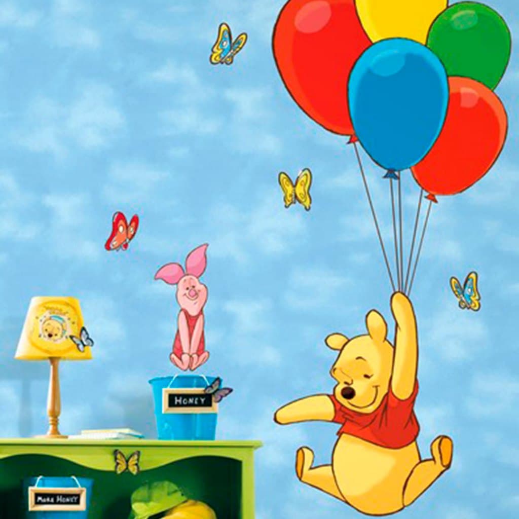 Ursinho Pooh Adesivo de Parede Infantil - Cartela com 19 Adesivos
