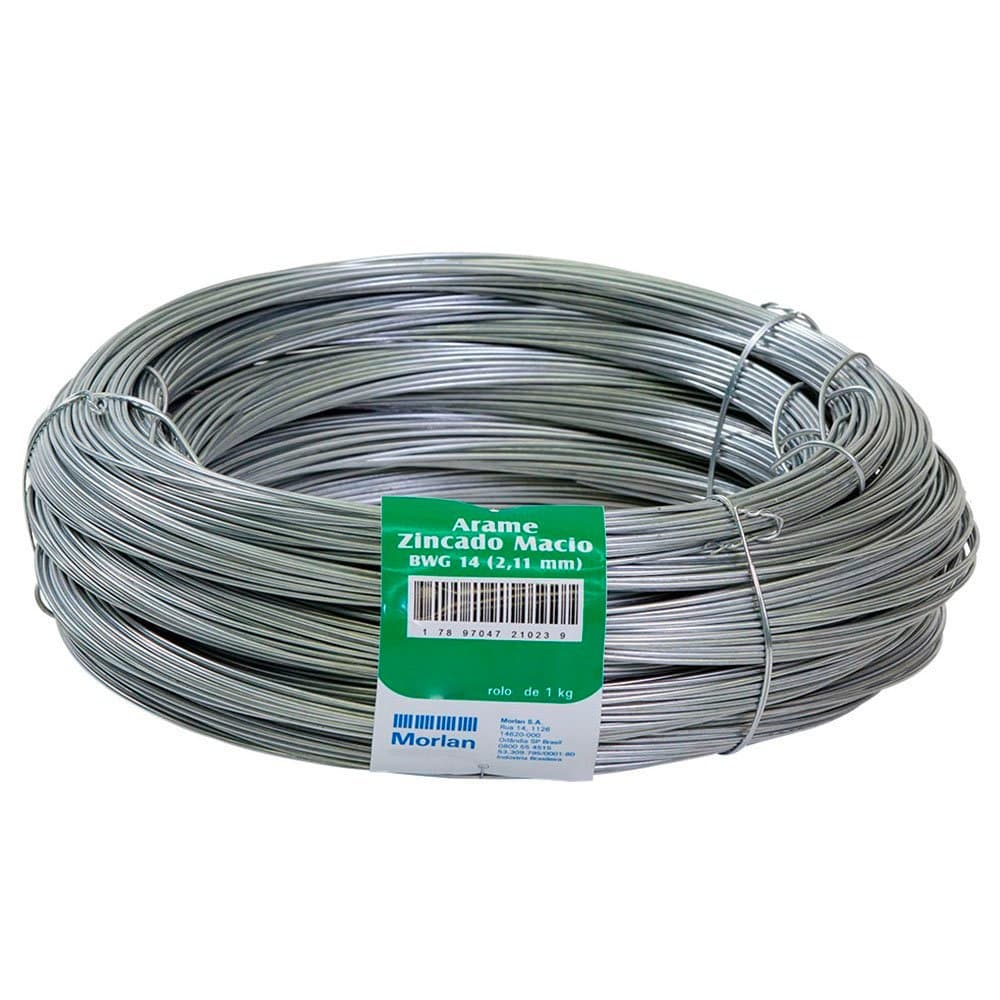 Arame Galvanizado Comercial BWG 14 2,11mm MORLAN 1KG 36,3 METROS