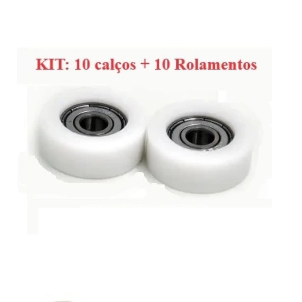 KIT COM 10 ROLAMENTOS 608 e 10 CALÇOS PARA ROLAMENTO 608