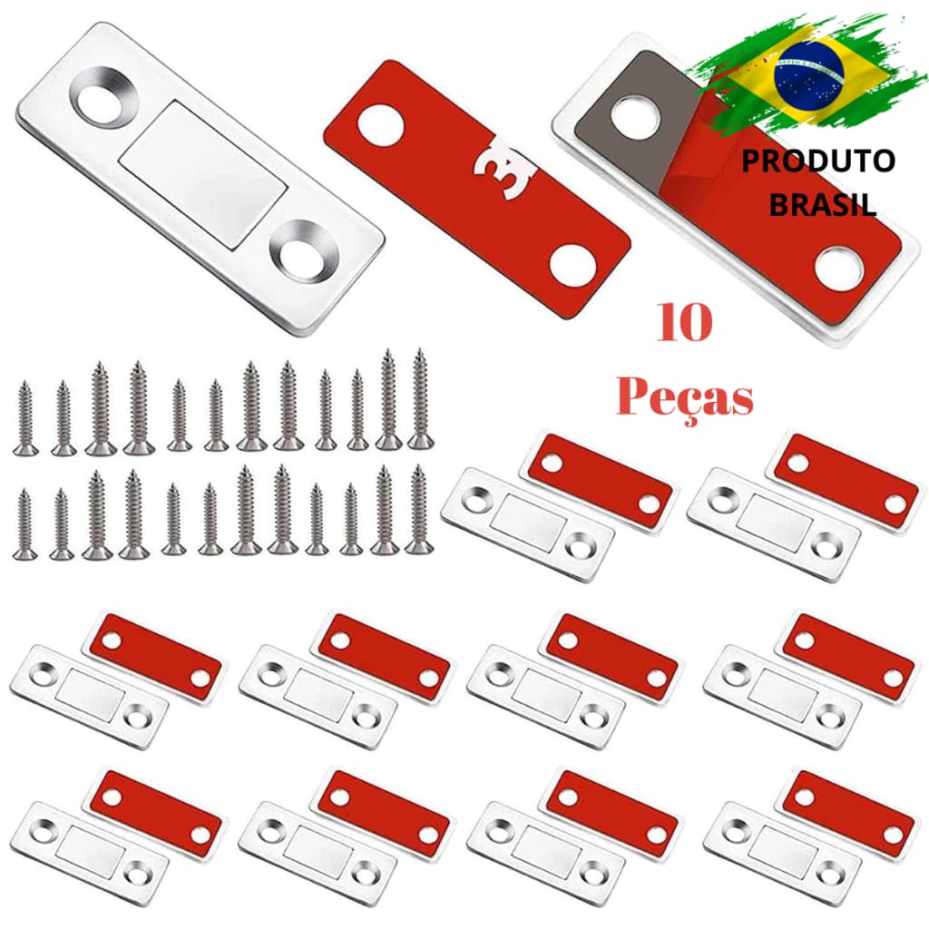 Kit 2 a 20 Trava Gaveta Armário Porta Gabinete Tela Imã Magnético