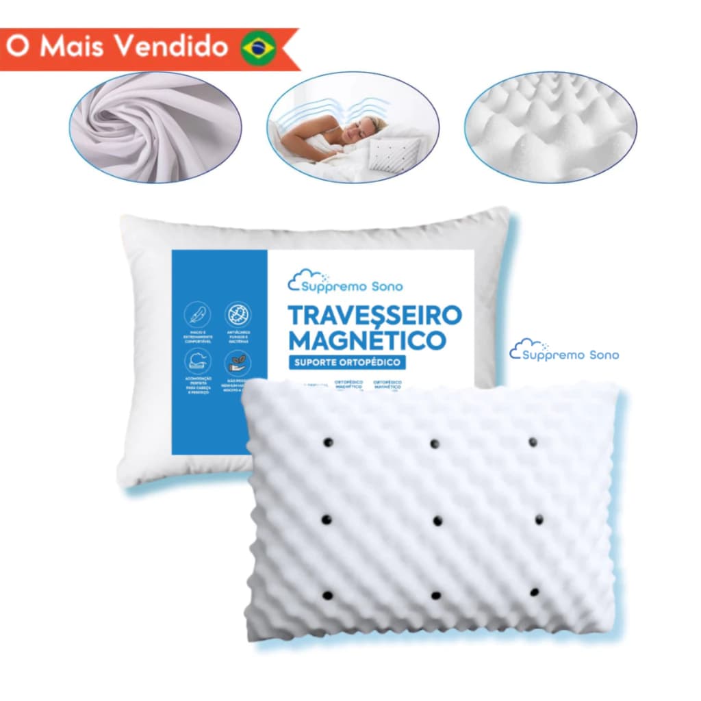 KIT Travesseiro Magnético ALTO ORTOPEDICO Massageador Confortável Terapeutico