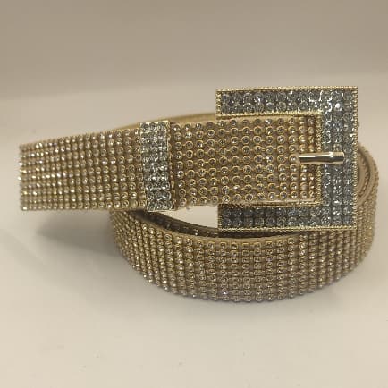 Cinto feminino Strass com fivela quadrada larga com brilho de diamante