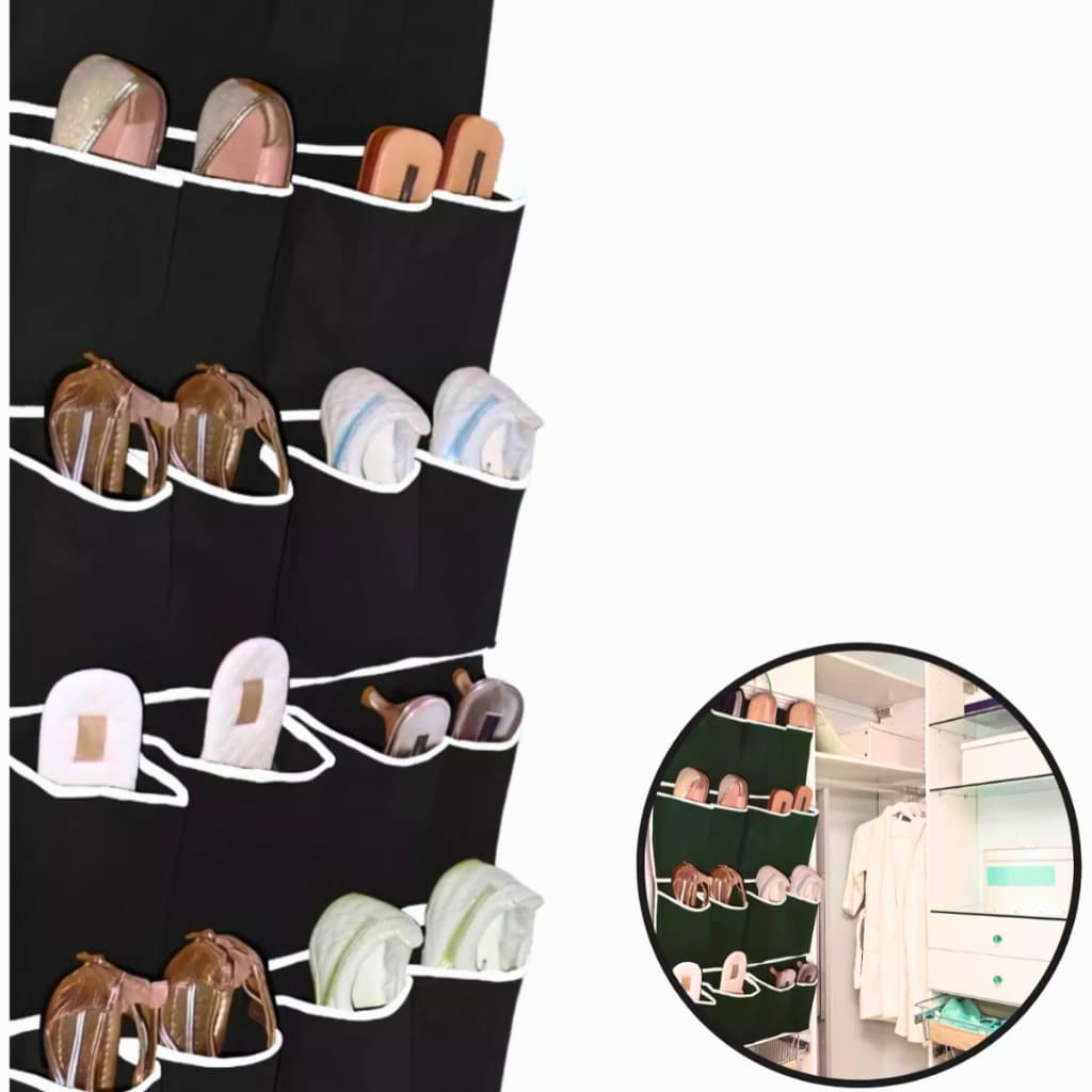 Organizador Sapatos Sapateira Vertical Atrás Porta 20 Bolsos Armazenamento Guarda Roupa Armário