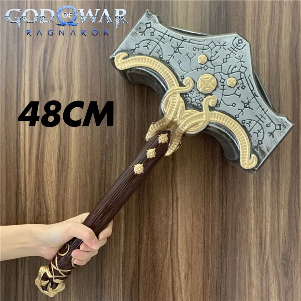 Mjollnir 48cm Martelo do Thor Tamanho Real Marreta God Of War Ragnarok Deus Da Guerra Cosplay Enfeite Decoração Geek