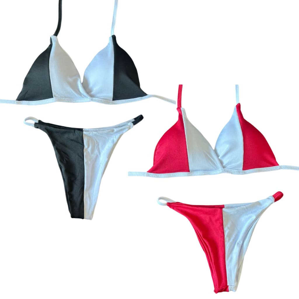 KIT 2 Biquini Feminino BICOLOR Asa Delta Com Bojo Feminino Neon Moda Praia Verão