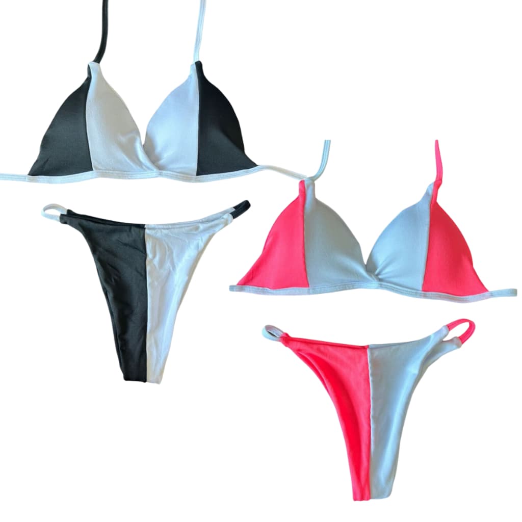 KIT 2 Biquini Feminino BICOLOR Asa Delta Com Bojo Feminino Neon Moda Praia