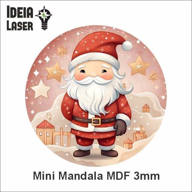 Papai Noel Mod8 - Mini Mandala MDF - Arte Estilo Vitral