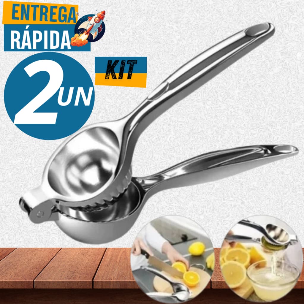 2 Espremedor De Limão De Aço Inoxidável Original Line Metal Multiuso Universal Super Forte Ute