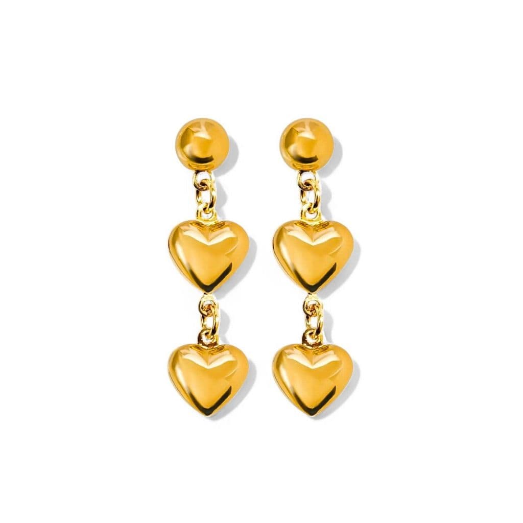 Semijoia Brinco Pendurado Coração Minimalista Banhado Ouro Acessório Elegante Antialérgico Moda Luxo
