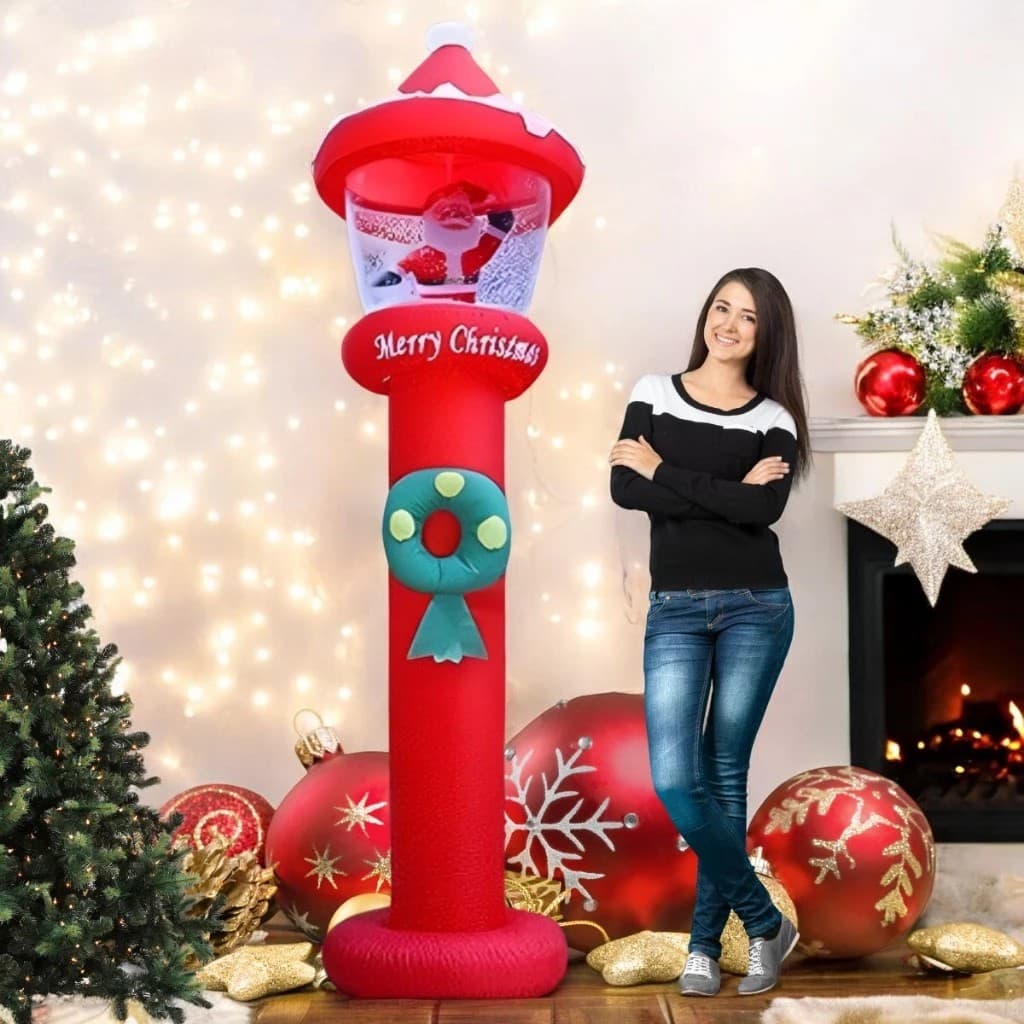 Poste Decoração Feliz Natal Inflável Festivo Natalino Grande Brilho