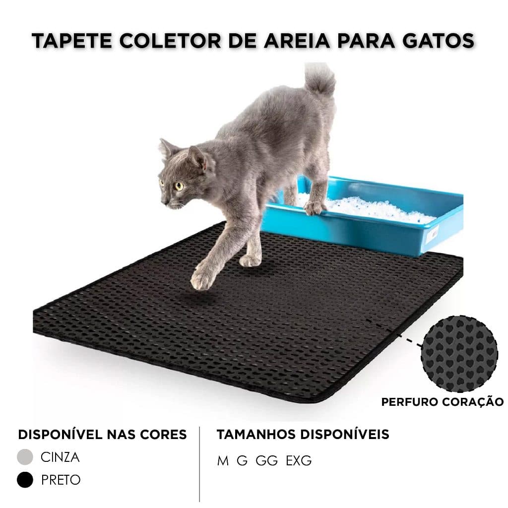 Tapete Higiênico Coletor De Areia Para Gato Pet Perfuro Coração M Ao EXG