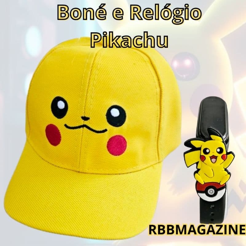 Boné e Relógio Pikachu - Estilo e Diversão! Kit infantil