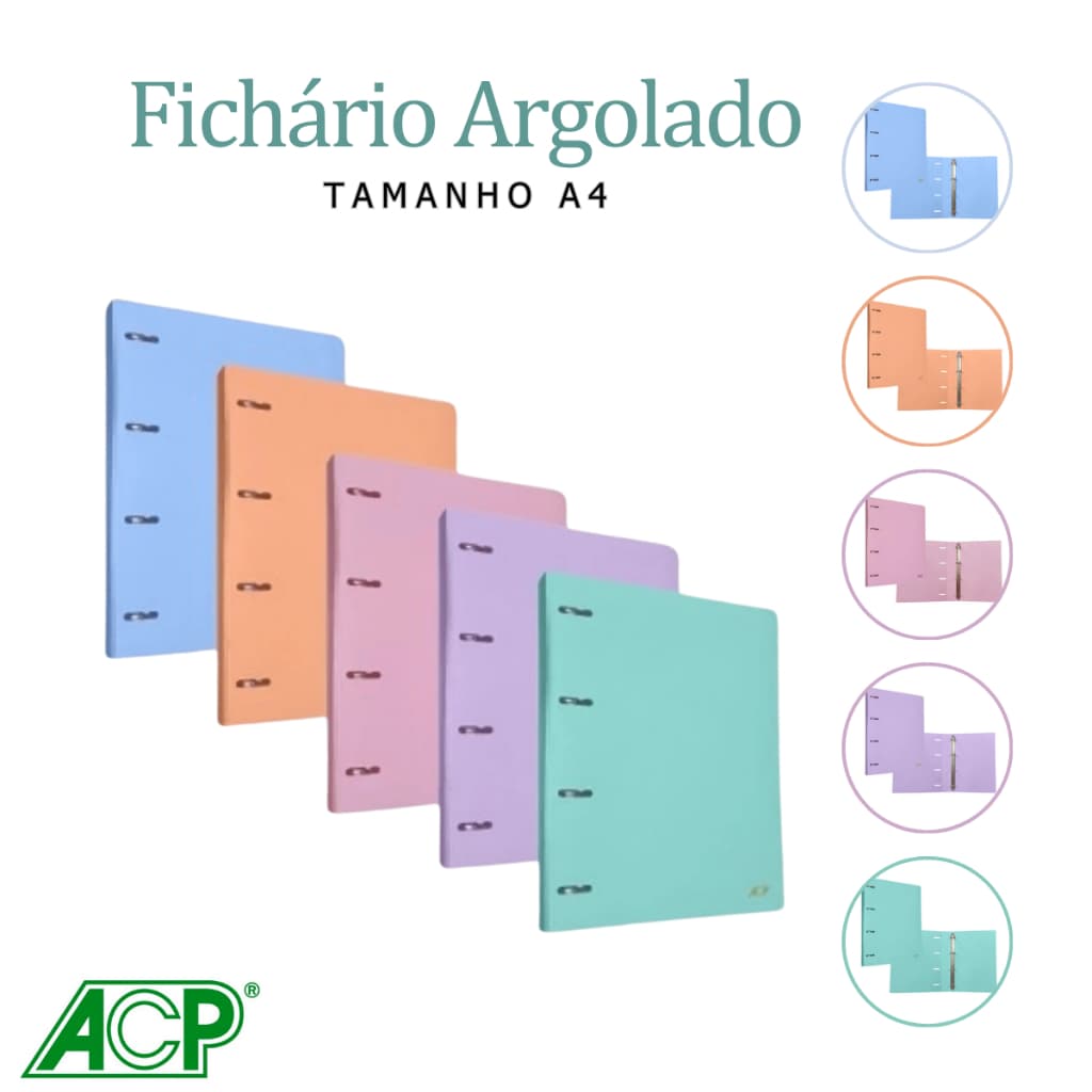 Caderno Fichário Argolado A4 Teen Cores Pasteis ACP